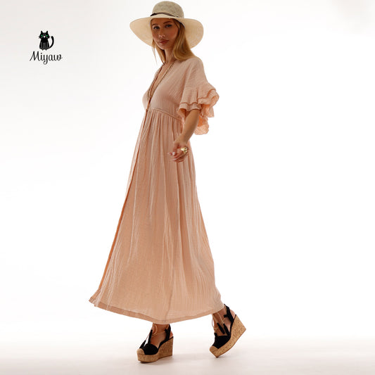 Boho Mediaval Maxi Dress, Bohemian Greek Goddess Dress