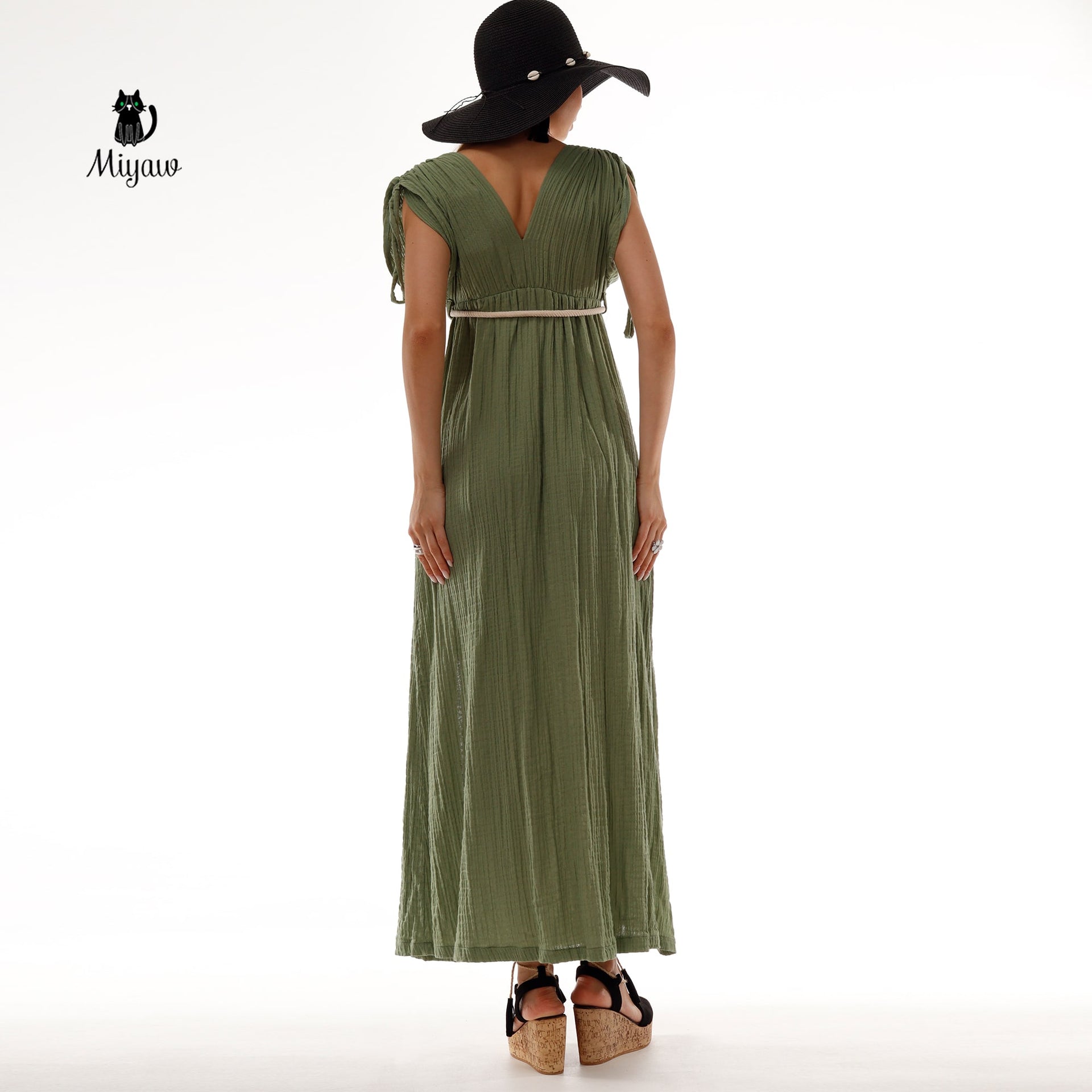 Short Sleeve Boho V Neck Dress, Bohemian Cotton Dress for Wholesale