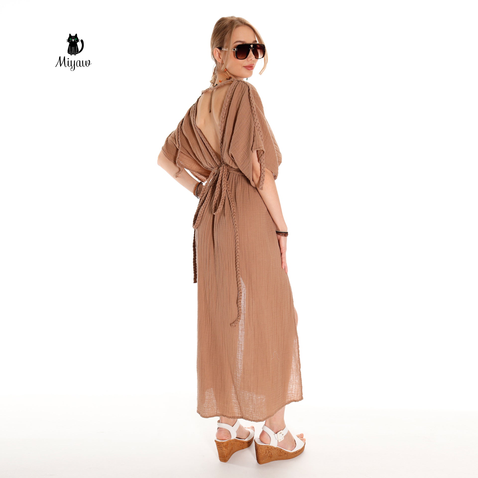 Boho Chic Ancient Greek Dress, Cotton Maxi Dress