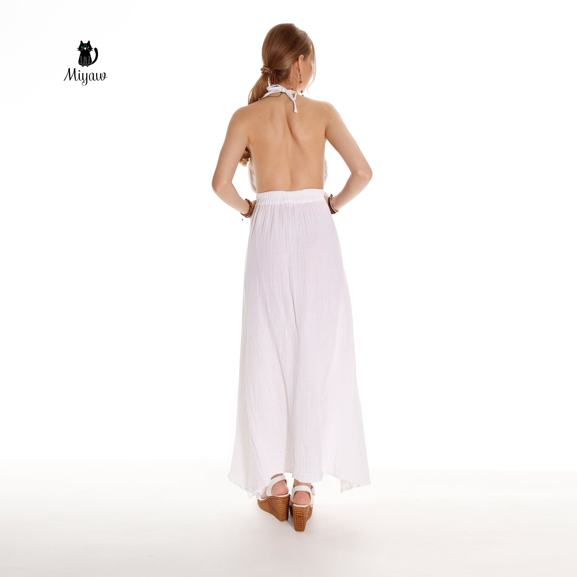 Boho White Beach Wedding Dress Made of Organic Cotton