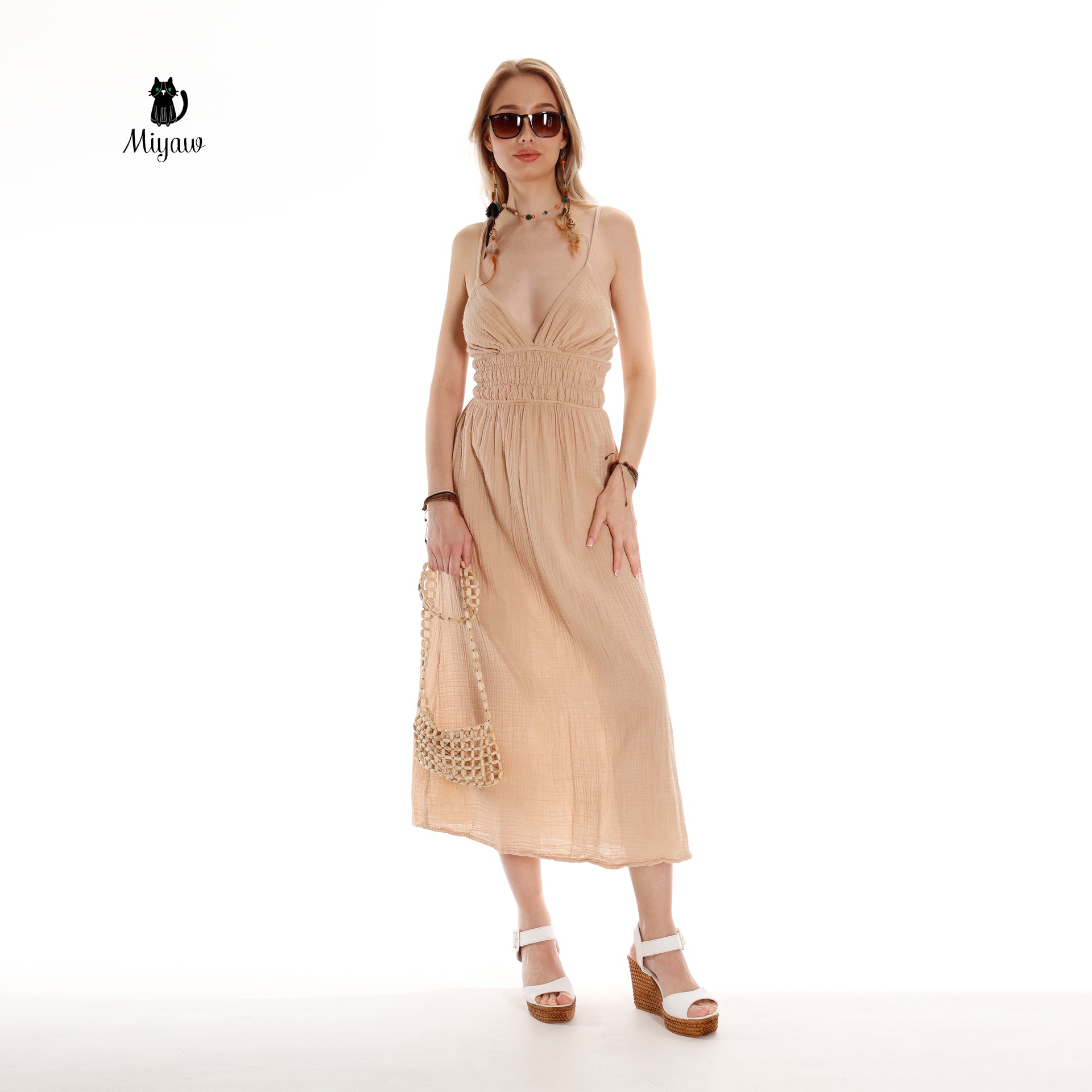 Boho Chic Sleeveless Open Back Maxi Dress for Summer