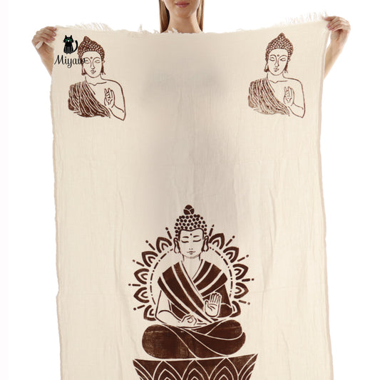 Handmade Boho Buddha Stamped Fringe Towel - Miyawfashion
