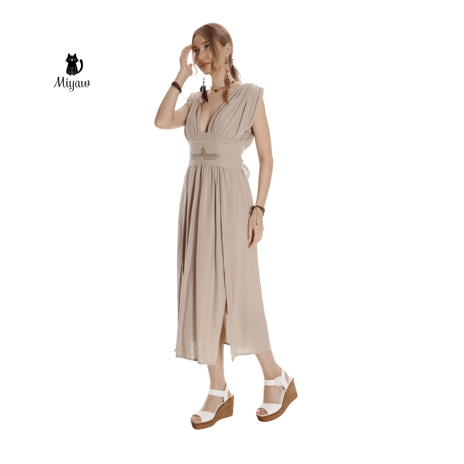 Wholesale Boho Chic Greek Goddess Costume, Cotton Long Dress