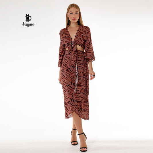 Boho Chic Matching Crop Top and Skirt Set - Beach Vacation Outfit - Miyawfashion