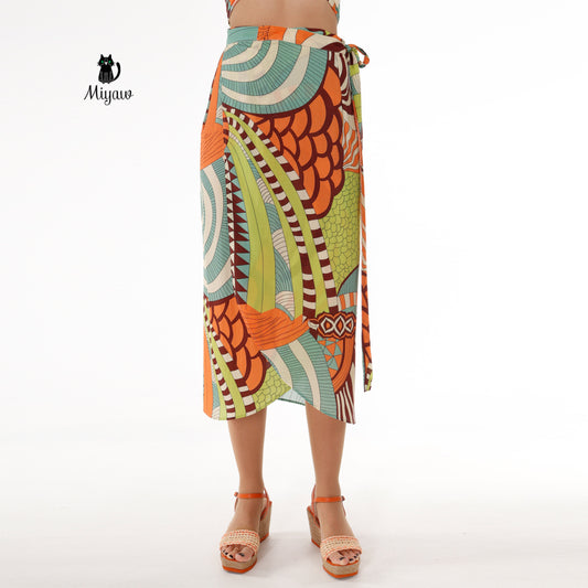 Boho Chic Multi-color Crop Top and Skirt Set - Resort Wear for Summer - Miyawfashion