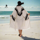 White Kimono Robe with Black Fringe – Boho Western Style