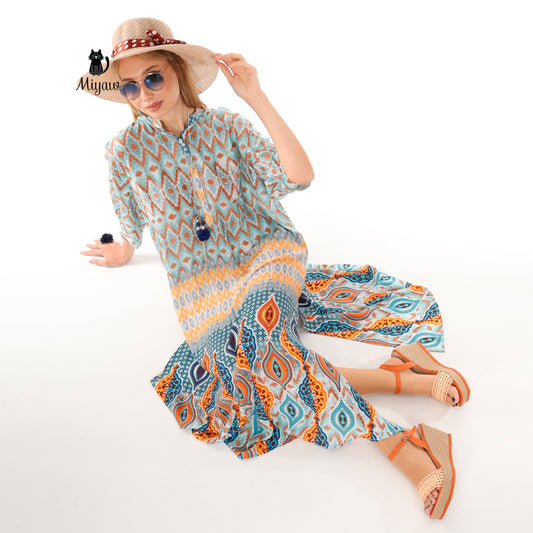 Women's Boho Blue Maxi Dress