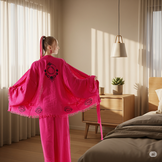 Premium cotton pajama sets in soft colors arranged on neutral background showcasing comfort and style