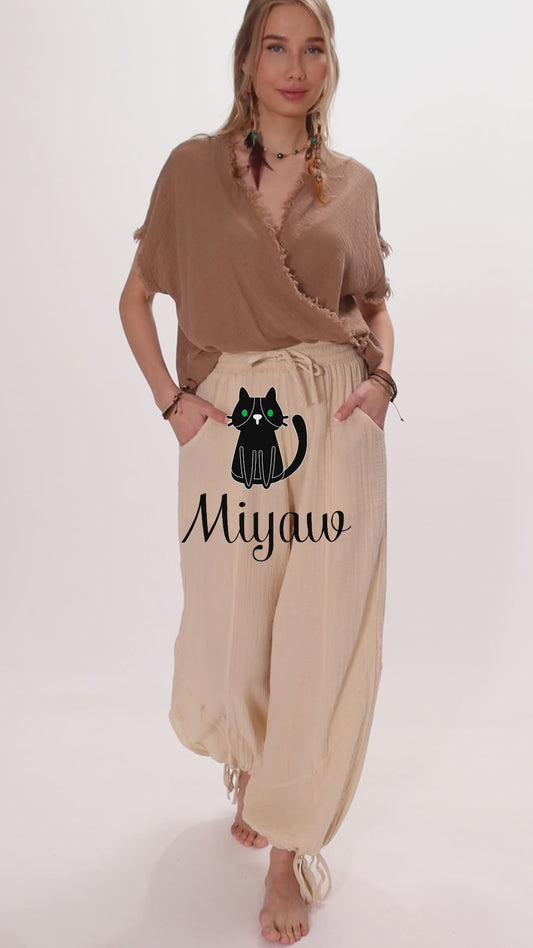 Handmade Boho Cotton Harem Pants: Perfect for Resort Wear - Miyawfashion