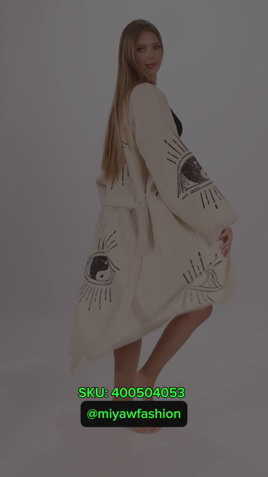 Handcrafted Ying Yang Symbol Kimono Made of Organic Cotton