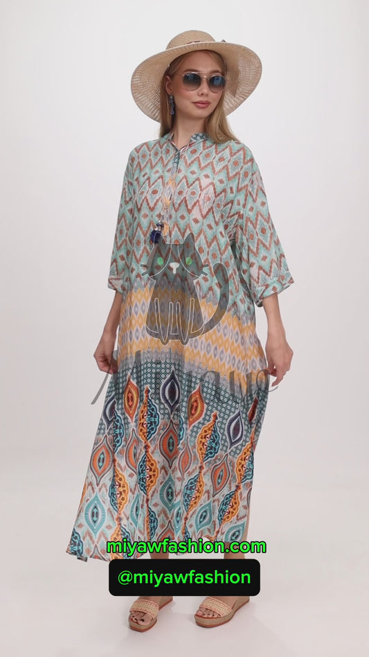 Women's Boho Blue Maxi Dress