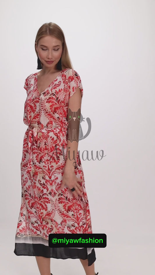 Red Short Sleeve Maxi Dress - Resort Ready Stylish Wear - Miyawfashion