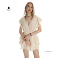 Stylish Short Sleeve Cotton Mini Dress for Resort Wear