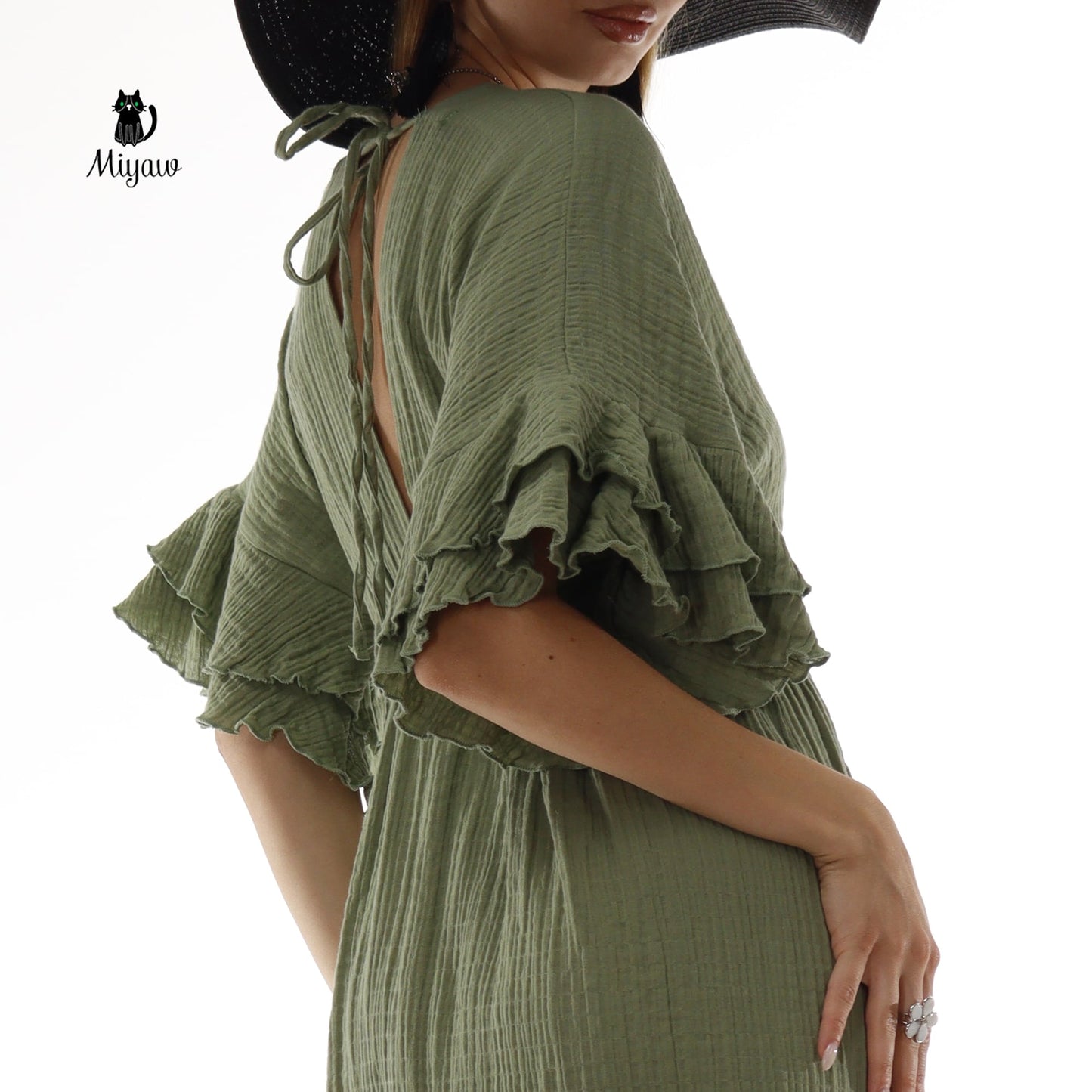 Green Boho Maxi Dress Miyawfashion