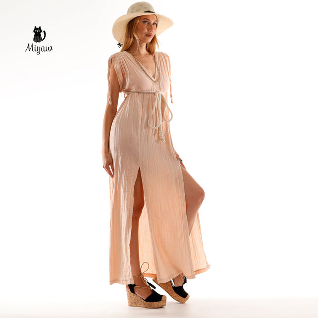 Boho Greek Goddess Dress, Bohemian Mediaval Dress Beige / S / 100% Cotton Boho Greek Goddess Dress, Bohemian Mediaval Dress Beige / S / 100% Cotton
