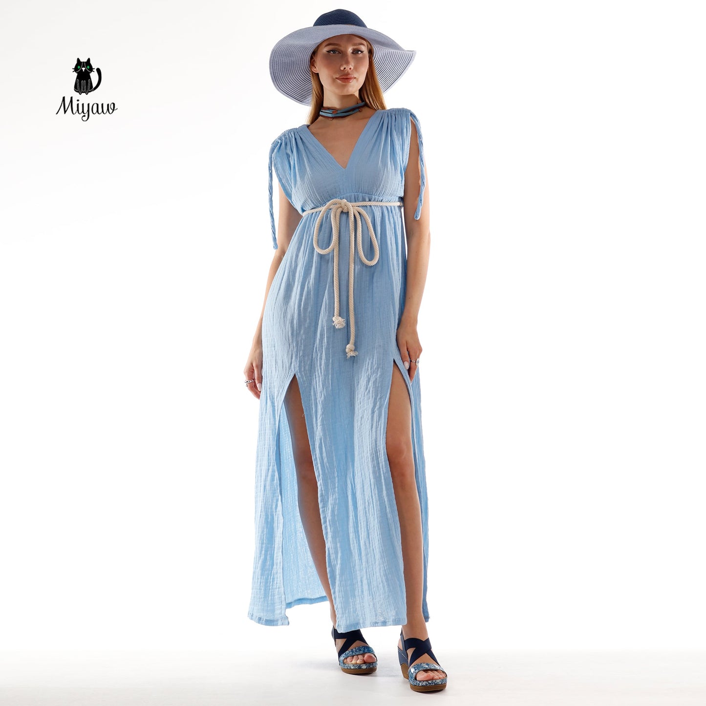 Wholesale Boho Goddess Dress - Organic Cotton Maxi Dress for Women Miyawfashion