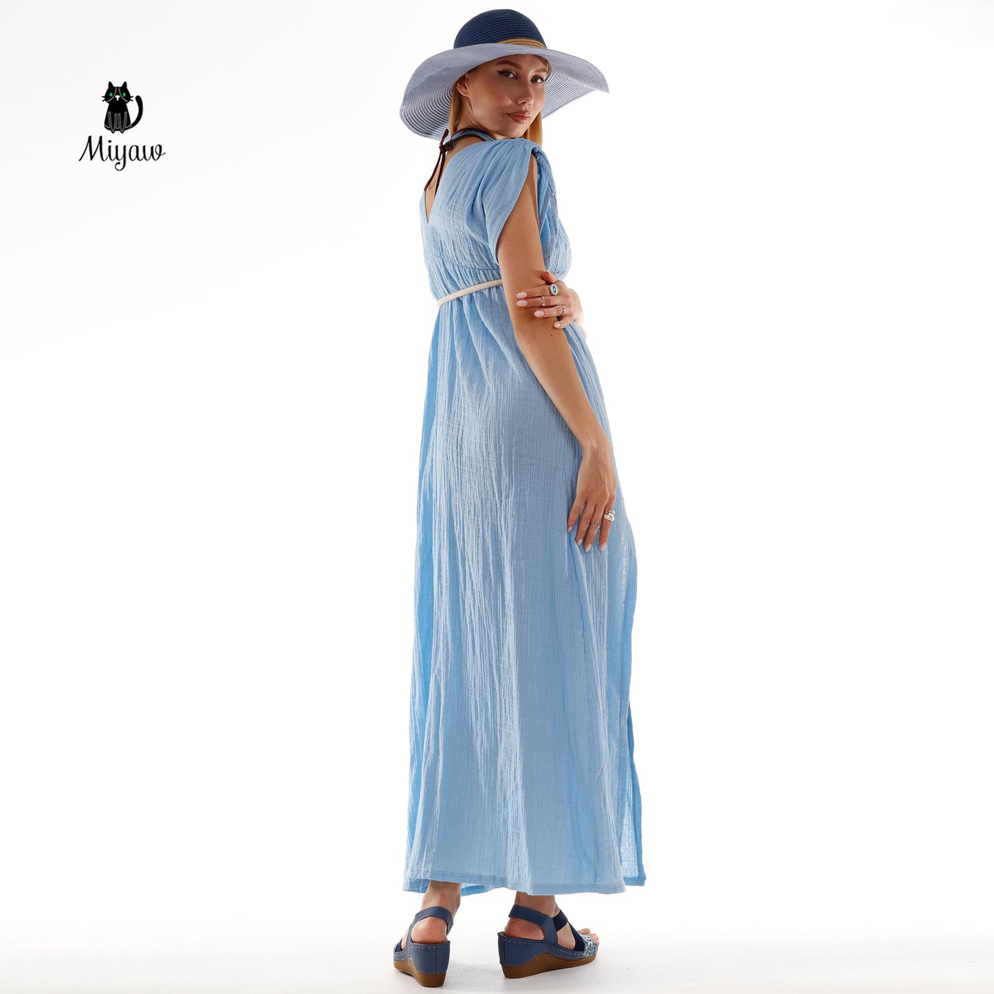 Wholesale Boho Goddess Dress - Organic Cotton Maxi Dress for Women Miyawfashion