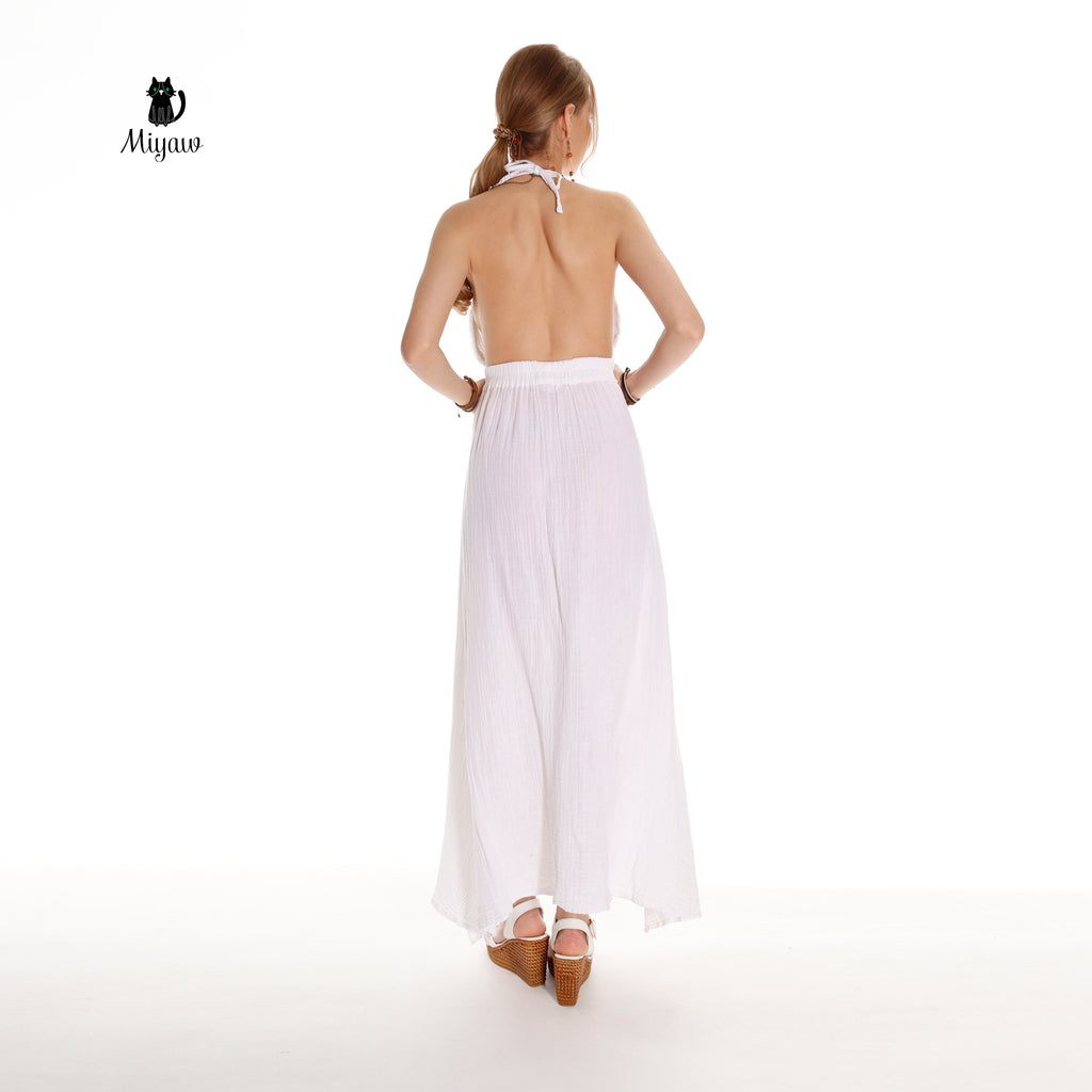 Boho White Beach Wedding Dress Made of Organic Cotton