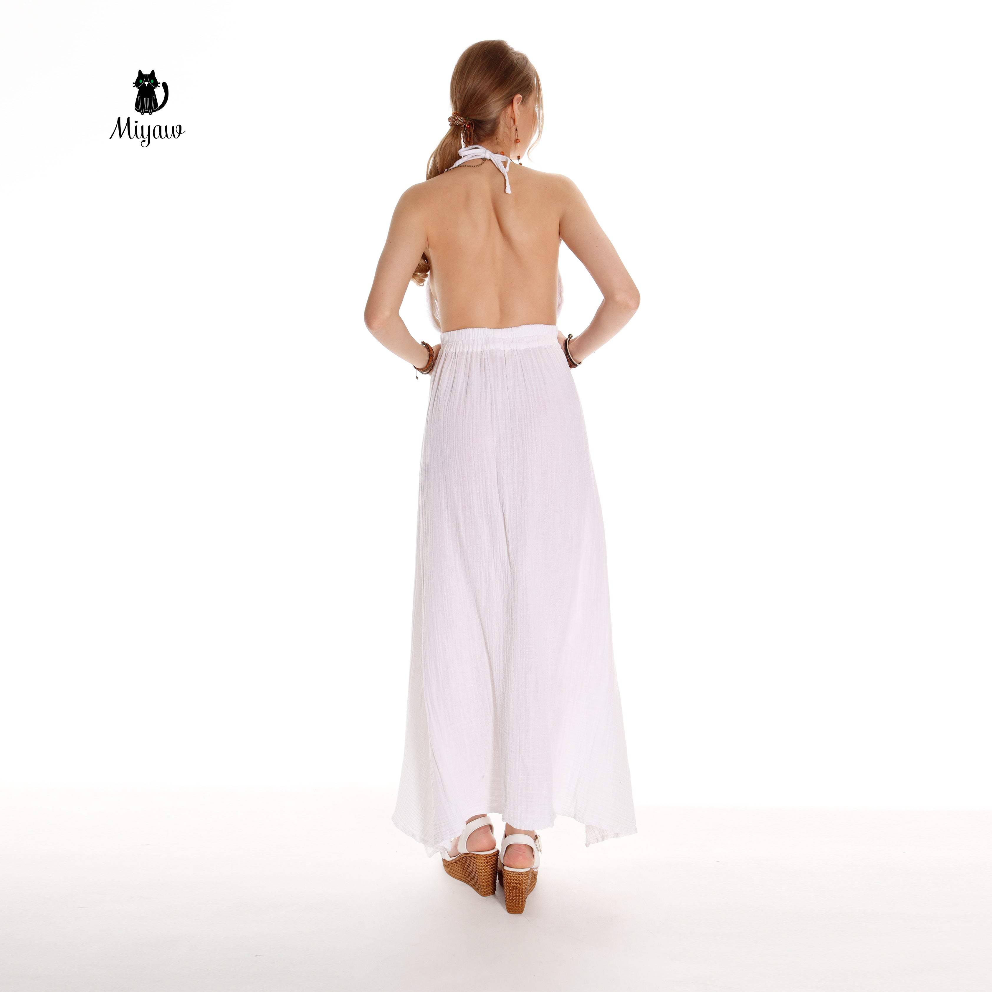 Boho White Beach Wedding Dress Made of Organic Cotton