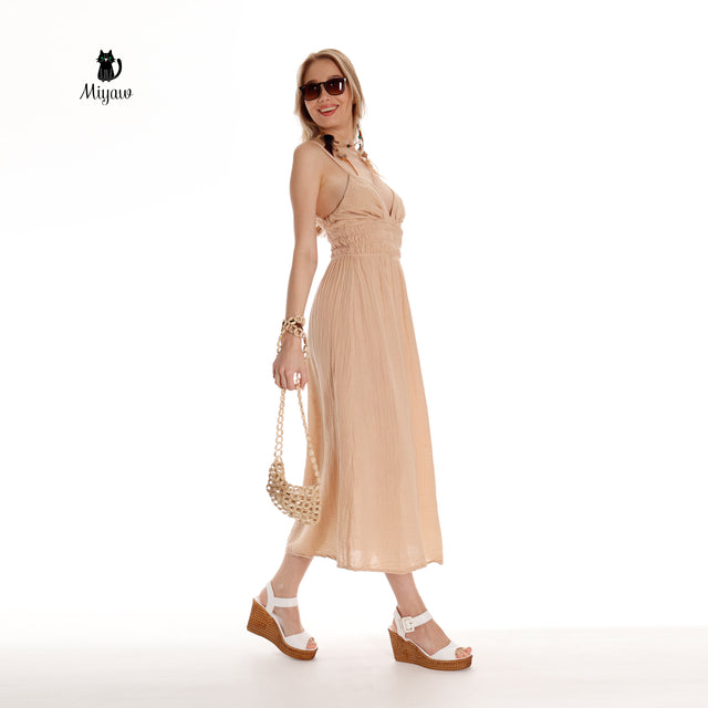 Boho Chic Sleeveless Open Back Maxi Dress for Summer