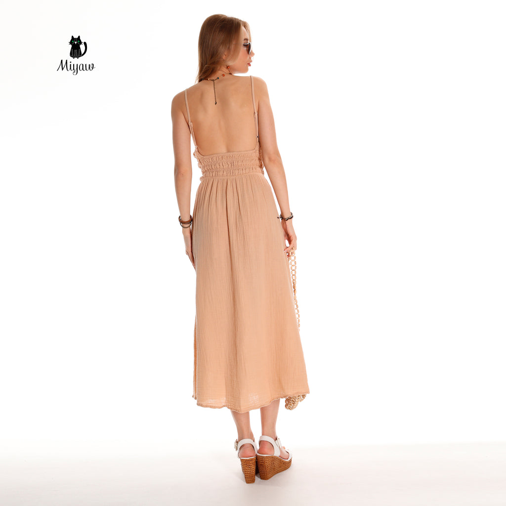 Boho Chic Sleeveless Open Back Maxi Dress for Summer
