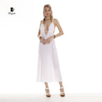 Organic Cotton Boho White Sleeveless Dress - Eco-Friendly Fashion