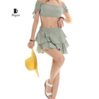 Handmade Organic Cotton Mini Skirt and Crop Top Set for Stylish Resort Looks - Miyawfashion