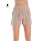 Chic Beige Women's Shorts: Stylish Resort Wear with Handy Pockets - Miyawfashion