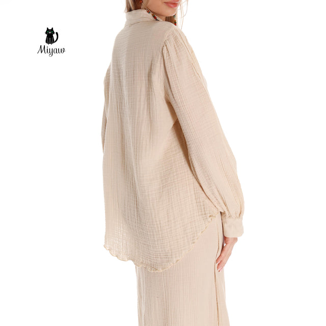 Organic Cotton Women's Shirts - Long Sleeve Button Up Style - Miyawfashion
