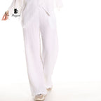 Luxe Organic Cotton Wide-Leg Women's Pants with Handy Pockets - Miyawfashion