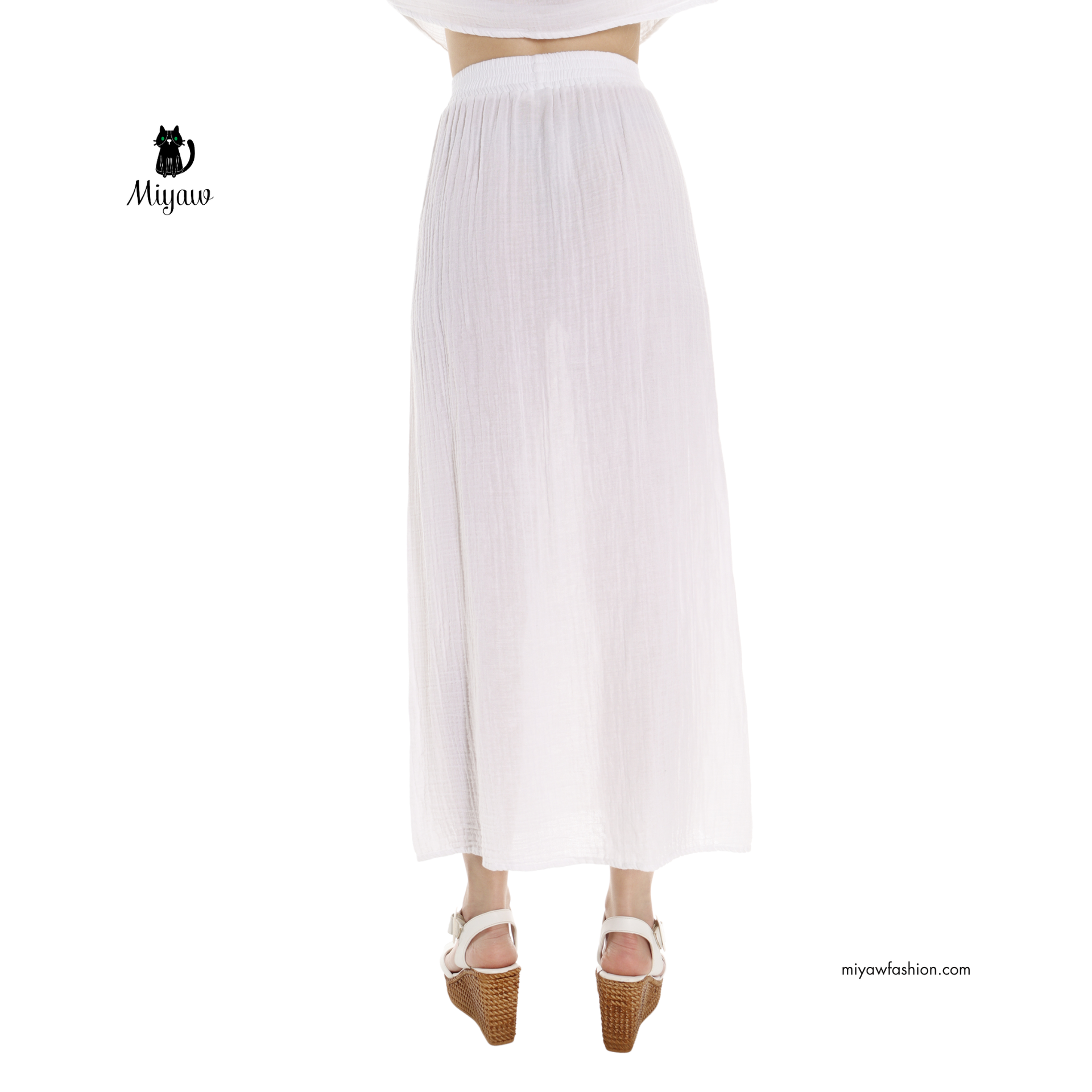 Ethically Made Boho Organic Cotton Maxi Skirt | Double Slits