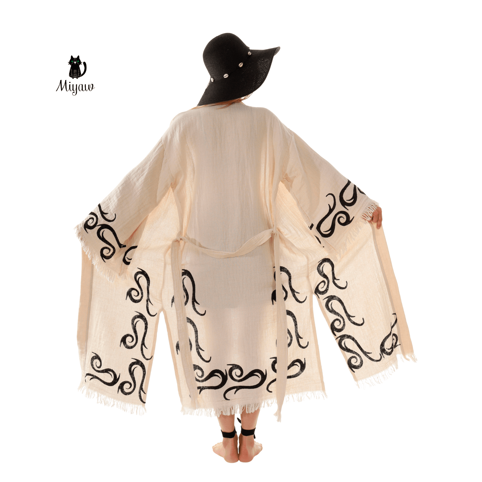 Cotton Kimono Robe: Print Design Dressing Gown & Cotton Kimonos