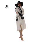 White Kimono Robe with Black Fringe – Boho Western Style