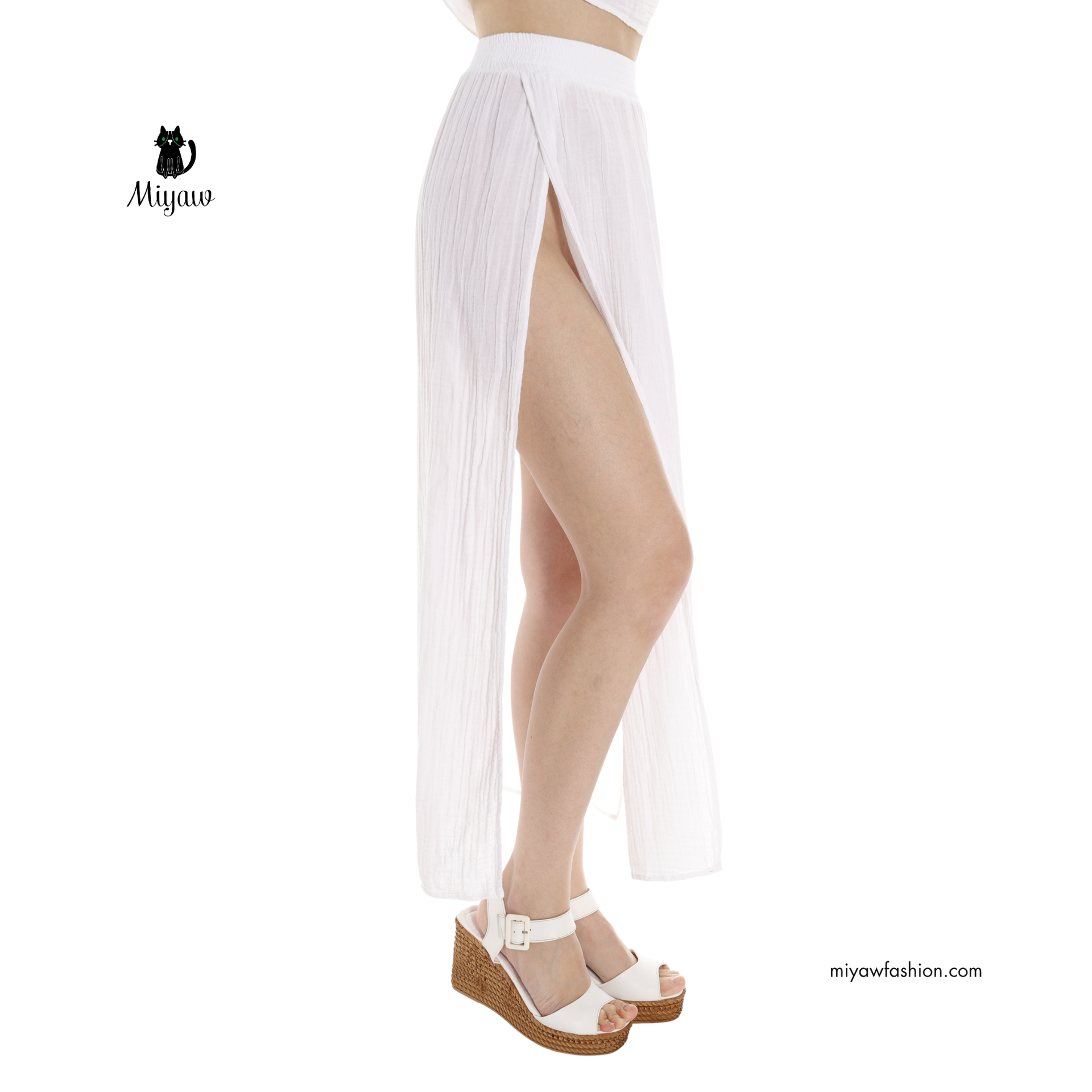 Ethically Made Boho Organic Cotton Maxi Skirt | Double Slits