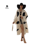 Natural Organic Cotton Kimono Robe with Black Circles