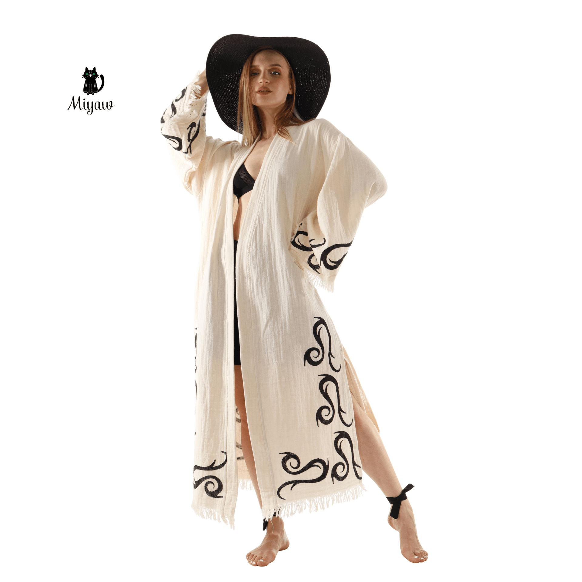 Cotton Kimono Robe: Print Design Dressing Gown & Cotton Kimonos