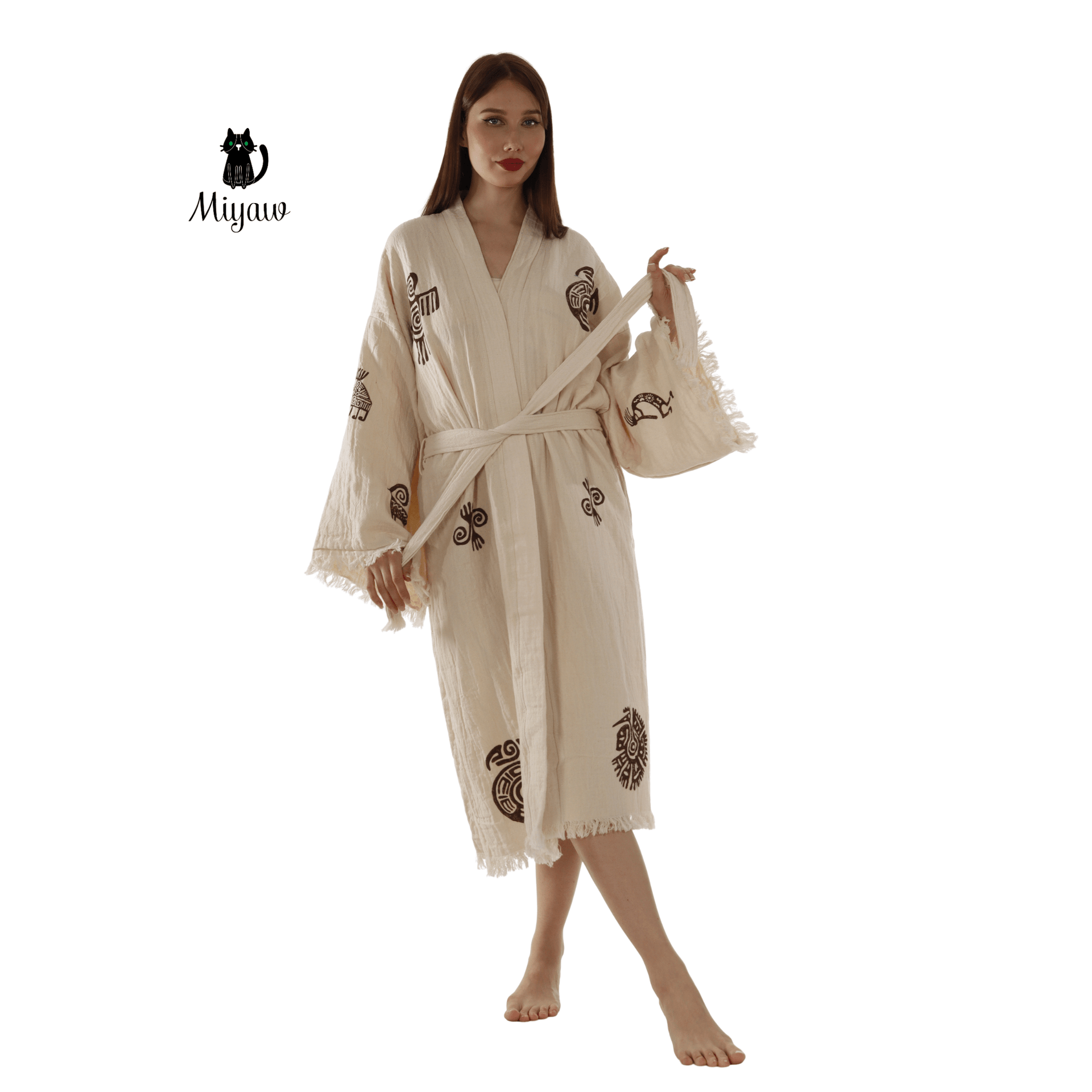 Aztec Bathrobe – Long Lightweight Plush Fleece Robe for Women