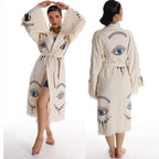 Long Sleeve Boho Beach Kimono Robe made of Organic Cotton - Miyawfashion