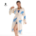 Ethically Made Organic Cotton Elephant Kimono for Beach Days and Mornings - Miyawfashion