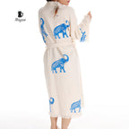 Ethically Made Organic Cotton Elephant Kimono for Beach Days and Mornings - Miyawfashion