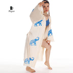 Ethically Made Organic Cotton Elephant Kimono for Beach Days and Mornings - Miyawfashion