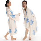 Handcrafted Organic Cotton Kimono in Blue Sea Coral - Miyawfashion