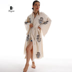 Handcrafted Boho Beach Kimono Bathrobe with Talisman Stamp - Miyawfashion