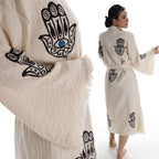 Handcrafted Boho Beach Kimono Bathrobe with Talisman Stamp - Miyawfashion