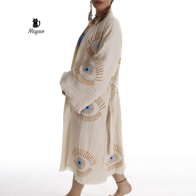 Evil Eye Inspired Blue Caftan - Wholesale Boho Chic Essential - Miyawfashion