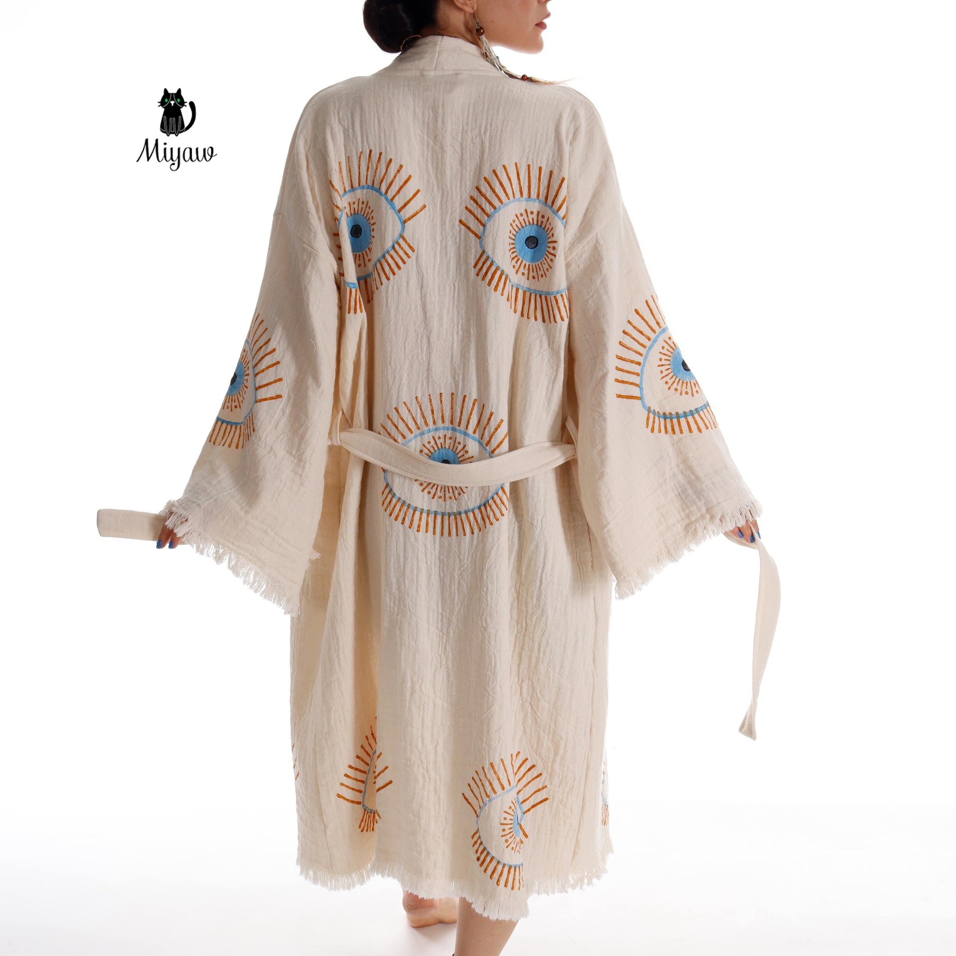 Evil Eye Inspired Blue Caftan - Wholesale Boho Chic Essential - Miyawfashion