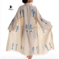 Ocean-Inspired Boho Kimono Cover-Up in Blue Fish Stamp - Miyawfashion