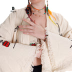Organic Cotton Beach Kimono Robe with Handcrafted Woman's Face Stamp - Miyawfashion