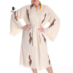 Handcrafted Cotton Kimono Robe with Arab Girl Carrying Water Design - Miyawfashion