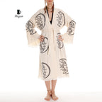 Boho Moon and Sun Print Organic Cotton Kimono Robe for Beach Days - Miyawfashion